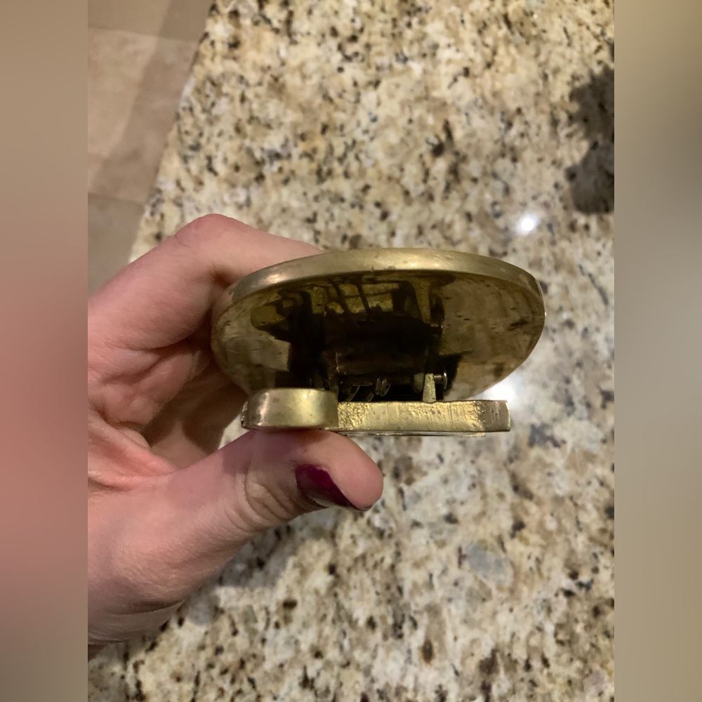 Vintage Mid Century Brass Later Paperweight Desk Organizer Clip Letter Holder - Picture 9 of 15